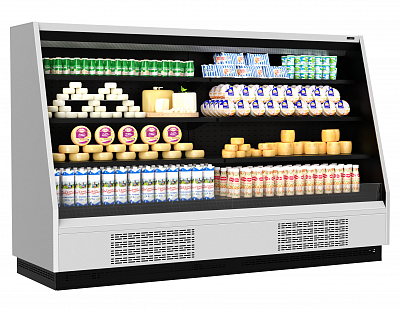 Витрина холодильная Carboma TOKYO 2 F16-08 VM 2,5-2 0030 бок металл с зеркалом (9006-9005) на сайте Белторгхолод