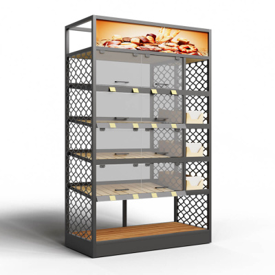 Хлебный стеллаж Хотколд 1200x600x2100 с застекленными полками открытый
