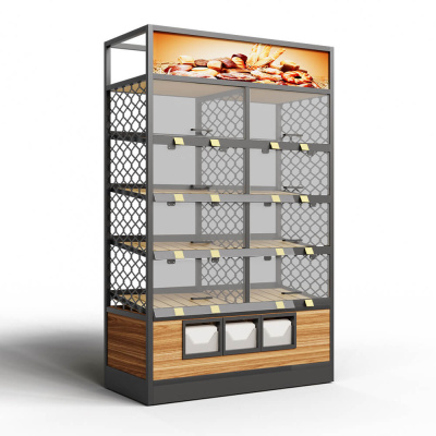 Хлебный стеллаж Хотколд 1200x600x2100 с застекленными полками с закрытой нишей