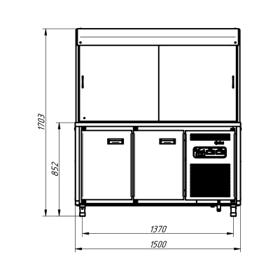 Прилавок-витрина холодильный Abat ПВВ(Н)-70М-С-ОК