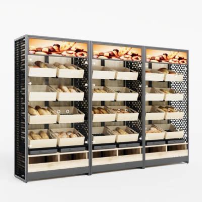 Хлебный стеллаж Хотколд 900x500x2000 с распашными дверцами