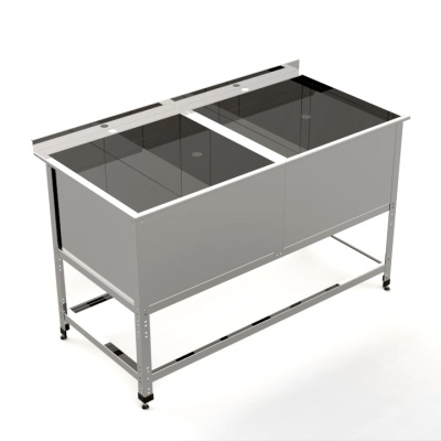 Ванна моечная сварная ХотКолд Эконом двухсекционная 1300×700×850 (каркас разборный)