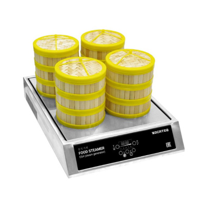 Пароварка настольная с круглыми деревянными корзинами Kocateq ES4WR на сайте Белторгхолод