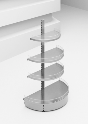 Стеллаж торговый торцевой полукруглый Stahler Praktisch G=470 L=1000 H=2300 на сайте Белторгхолод