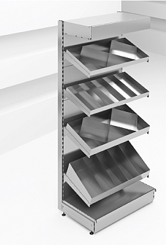  Стеллаж пристенный для конфет Stahler Praktish с полками с разделителями 2050×1000×570 на сайте Белторгхолод