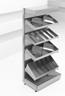 Стеллаж пристенный для конфет Stahler Praktish с полками с разделителями 2050×1000×570 на сайте Белторгхолод