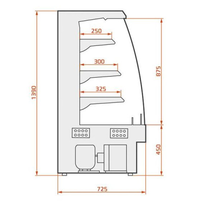 Витрина пристенная ES SYSTEM K RCS Scorpion 02 mini 0,9 на сайте Белторгхолод