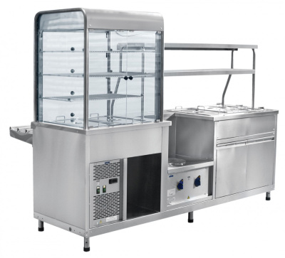 Прилавок-витрина холодильный мармитный универсальный Abat ПВХМ-70КМУ нерж. на сайте Белторгхолод