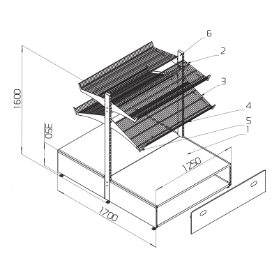 Фруктово-овощной модуль островной Stahler Garden H=1600 L=1250 G=800×2 (N-AA 10161228) на сайте Белторгхолод
