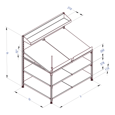 Овощной развал с наклонными полками Stahler Garden L=1200 H=1400 G=800 (N-AA 07128014) на сайте Белторгхолод