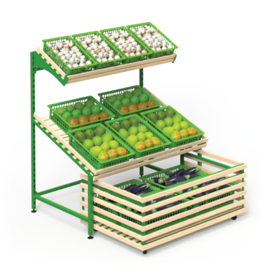 Овощной развал с выкатным ящиком Stahler Garden H=1400 L=1200 G=800 (T-WL 10141280) на сайте Белторгхолод