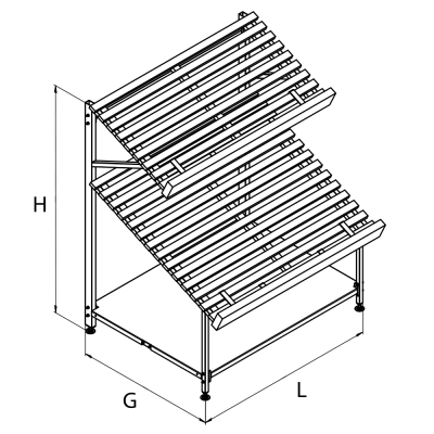 Овощной развал с полкой запасником Stahler Garden H=1450 L=1200 G=890 (T-WL 10212089) на сайте Белторгхолод