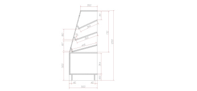 Витрина наклонная Витрина Плюс с наклонными полками Д7В - 900х500х1250 на сайте Белторгхолод