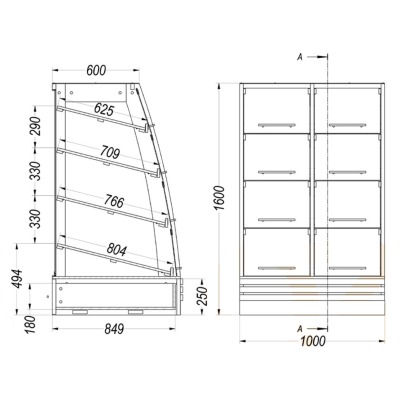 Стеллаж хлебный из массива бука со стеклянными дверками Stahler Bakery L=1000 (Д.034.30) на сайте Белторгхолод
