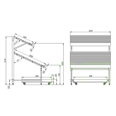 Овощной развал с выкатным поддоном Stahler Garden H=1450 L=1200 G=890 (T-WL 10112089) на сайте Белторгхолод