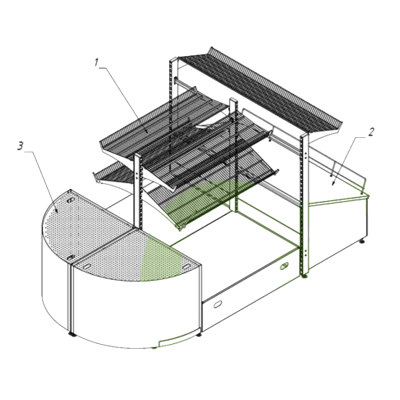 Фруктово-овощной остров Stahler Garden H=1600 L=2950 G=1700 (сборный) на сайте Белторгхолод