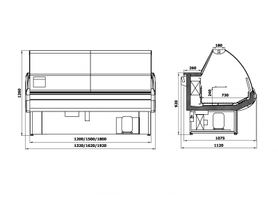 Витрина холодильная Интэко-мастер ВИЛИЯ 120 ВН (с боковинами) на сайте Белторгхолод