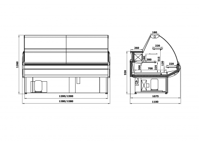 Витрина холодильная Интэко-мастер ВИЛИЯ 150 ВВ(К) (с боковинами) на сайте Белторгхолод