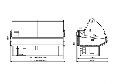 Витрина холодильная Интэко-мастер ВИЛИЯ 180 ВСн (с боковинами) на сайте Белторгхолод