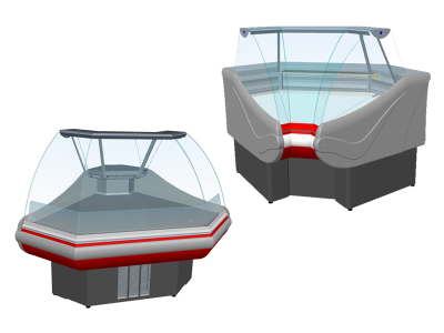 Витрина холодильная Интэко-мастер ВИЛИЯ угловая УВ 90 ВС (с боковинами) на сайте Белторгхолод