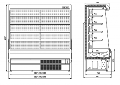 Витрина пристенная Интэко-мастер ВИЛИЯ 100 ВС (с боковинами) на сайте Белторгхолод