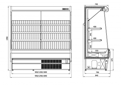 Витрина пристенная Интэко-мастер ВИЛИЯ 130 ВВ (с боковинами) на сайте Белторгхолод