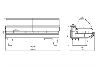 Витрина тепловая Интэко-мастер НЕМИГА STANDART 150 ВВ(Т) (основание на опорах) на сайте Белторгхолод