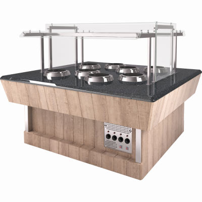 Мармит первых блюд (шведский стол сдвоенный) Refettorio RM41SD2 (каменная столешница) 4 супницы на сайте Белторгхолод