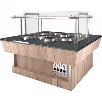 Мармит первых блюд (шведский стол сдвоенный) Refettorio RM42SD2 (каменная столешница) 6 супниц на сайте Белторгхолод