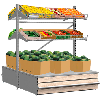  Фруктово-овощной модуль островной с декоративной панелью ЛДСП Stahler Garden H=1600 L=1200 G=2×800 (N-AA 30161228) на сайте Белторгхолод