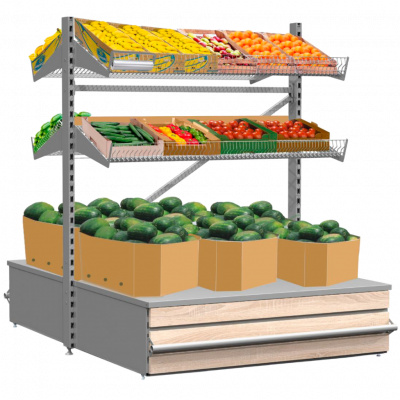 Фруктово-овощной модуль островной с декоративной панелью ЛДСП Stahler Garden H=1600 L=1200 G=2×800 (N-AA 30161228) на сайте Белторгхолод