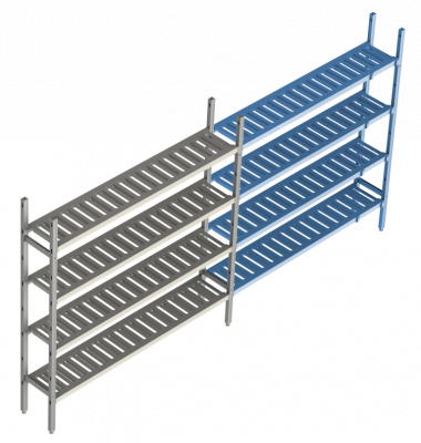 Дополнительная линейная секция. 4 яруса (решетчатая полка) 400х1530х1500 мм на сайте Белторгхолод