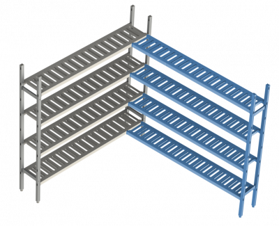 Дополнительная угловая секция. 4 яруса (решетчатая полка) 400х1230х1200 мм на сайте Белторгхолод