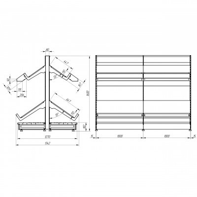 Фруктово-овощной модуль островной Stahler Garden H=1600 L=1000 (сборный) на сайте Белторгхолод