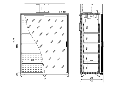 Шкаф холодильный Интэко-мастер СЛУЧЬ 1400 ШСн (двери купе) на сайте Белторгхолод