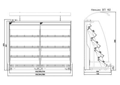 Витрина пристенная Интэко-мастер НЕМИГА EXTRA П2 125 ВВ на сайте Белторгхолод