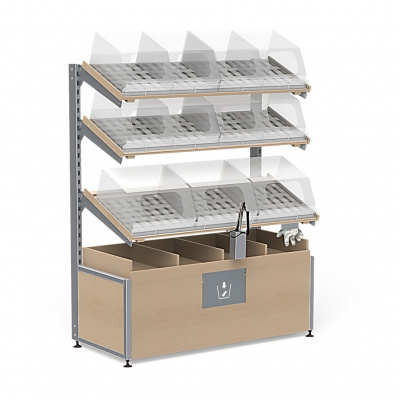 Стеллаж для выпечки с тумбой и люком для мусора Stahler (сборный) на сайте Белторгхолод