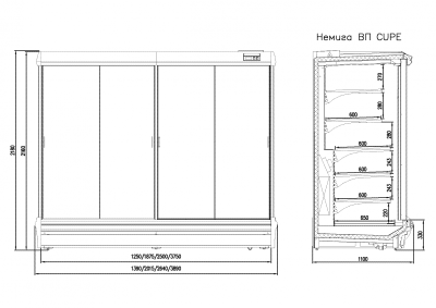 Витрина пристенная Интэко-мастер НЕМИГА CUPE П2 250 ВСн на сайте Белторгхолод