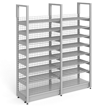  Стеллаж пристенный сетчатый с дополнительной стойкой, полки сплошные Stahler H=2150 L=1000 G=470 на сайте Белторгхолод