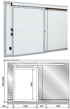  Дверной блок с откатной дверью POLAIR 224 см-300-204-100 на сайте Белторгхолод