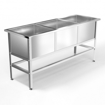 Ванна моечная сварная ХотКолд Эконом трёхсекционная 1500×500×850 (каркас разборный) на сайте Белторгхолод