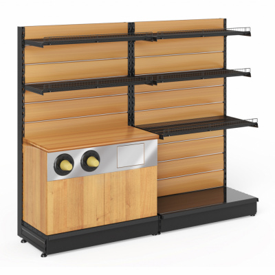 Кофе-модуль из ЛДСП на базовую полку с диспенсером для стаканов и люком для отходов Stahler (T-LD 18110096) на сайте Белторгхолод